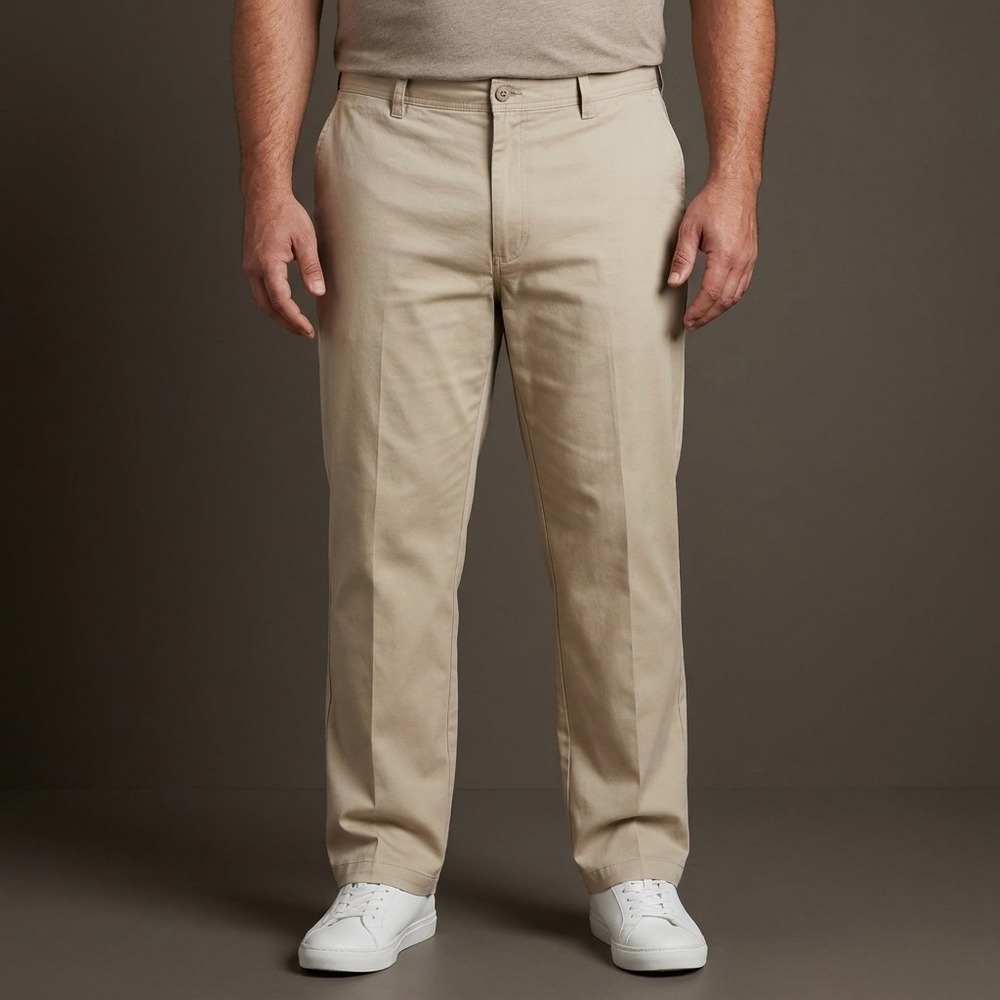 DXL Oak Hill Tech Pants Men's 48x28 Khaki Straight Fit Stretch Chino Golf